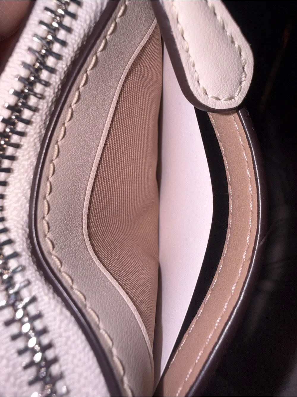 Coach Mini Skinny ID Case Chalk & Silver Leather Card Holder with Keyring, nwt
